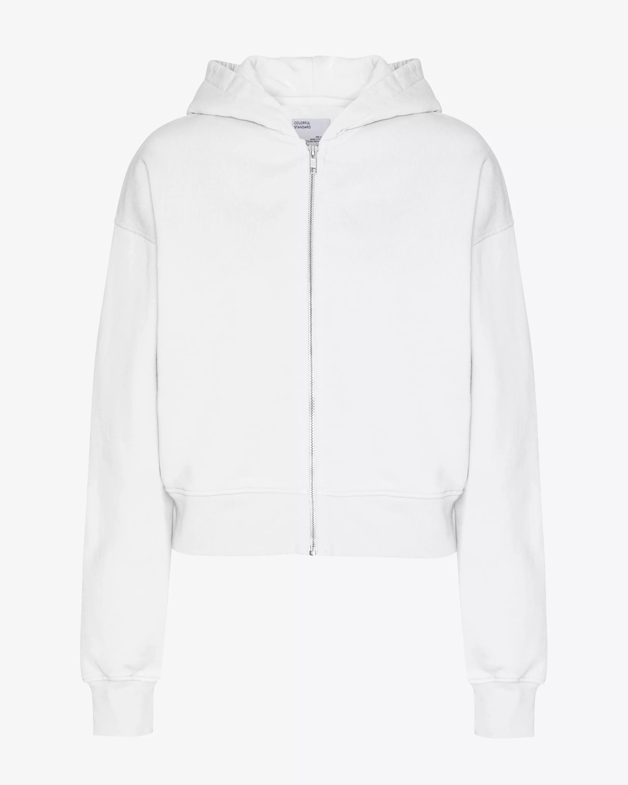 Organic Crop Zip Hood - Optical White
