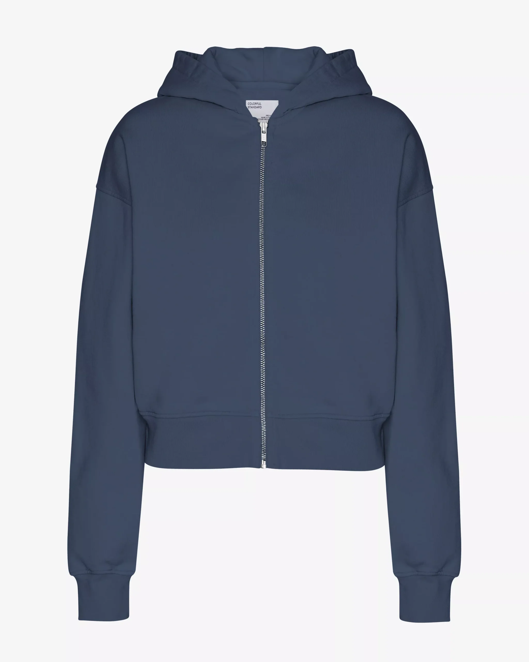 Organic Crop Zip Hood - Petrol Blue