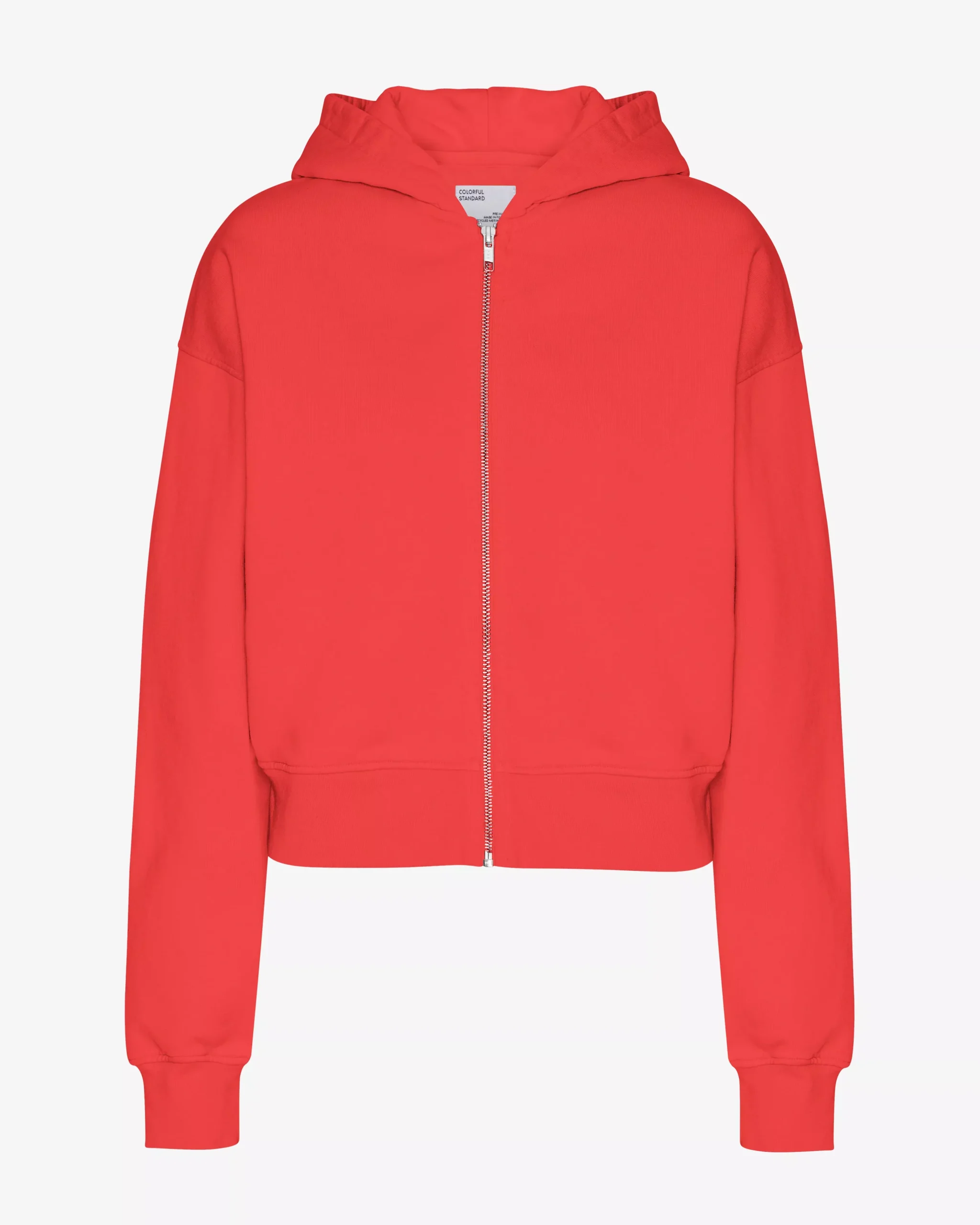 Organic Crop Zip Hood - Red Tangerine