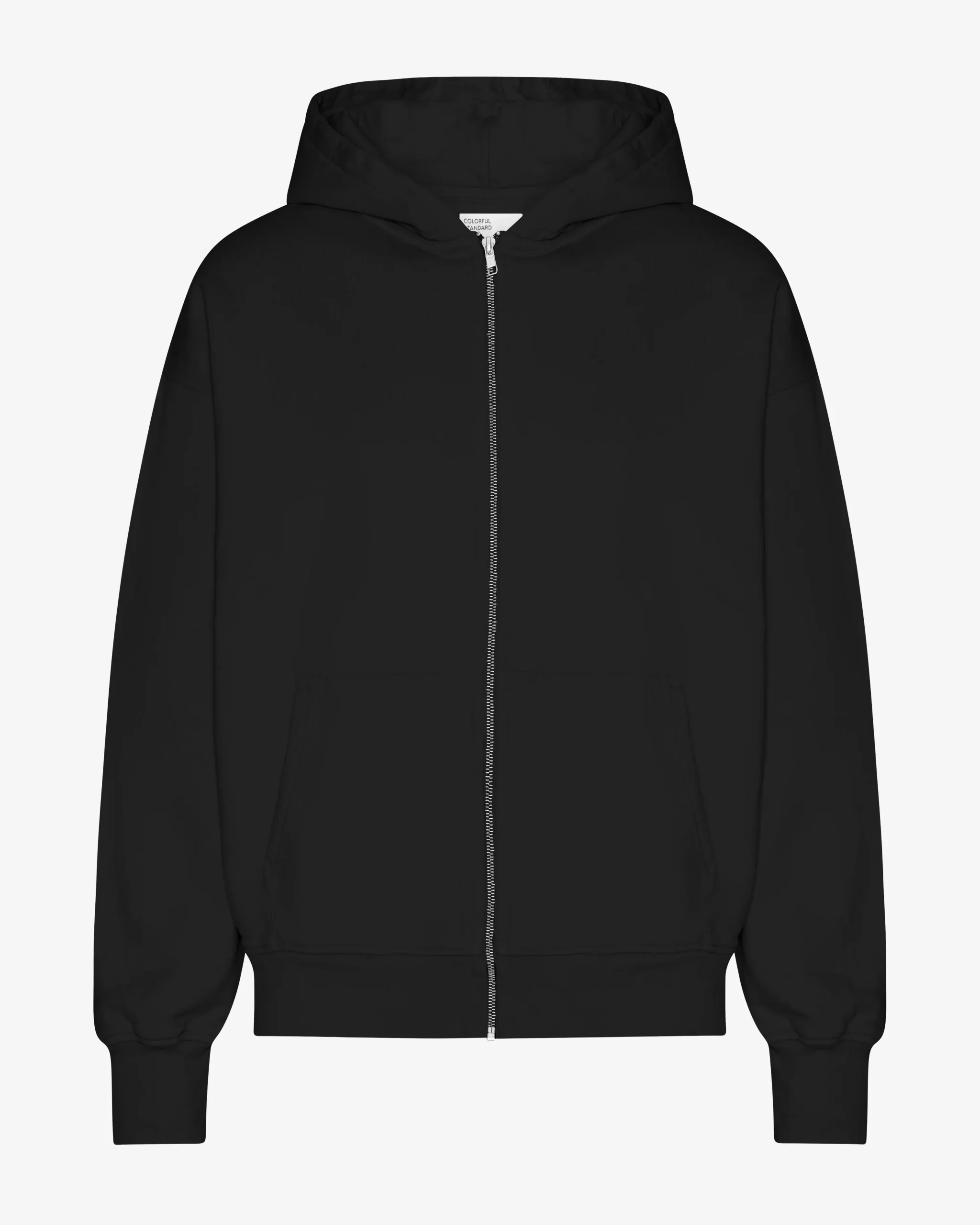 Organic Oversized Zip Hood - Deep Black