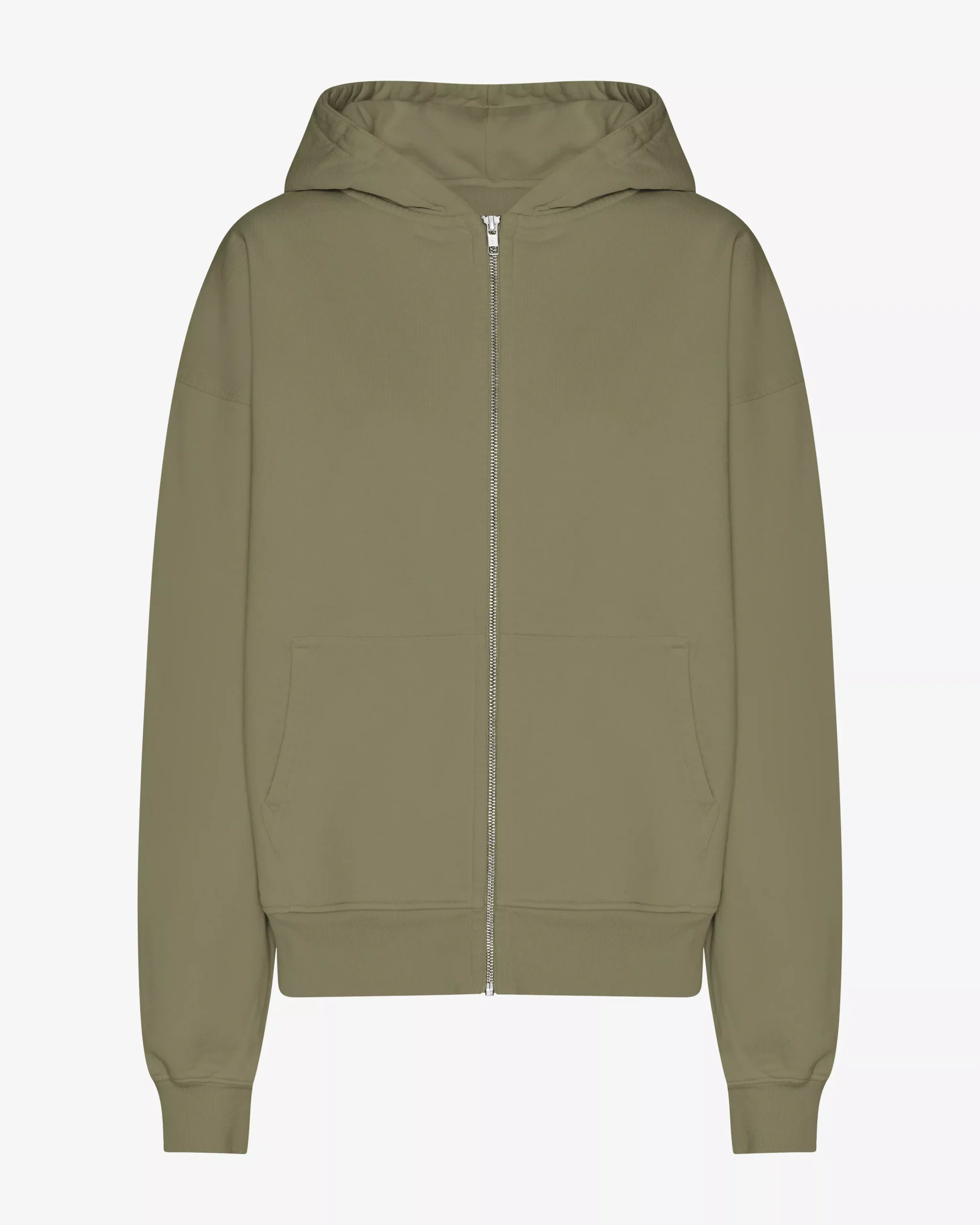 Organic Oversized Zip Hood - Dusty Olive
