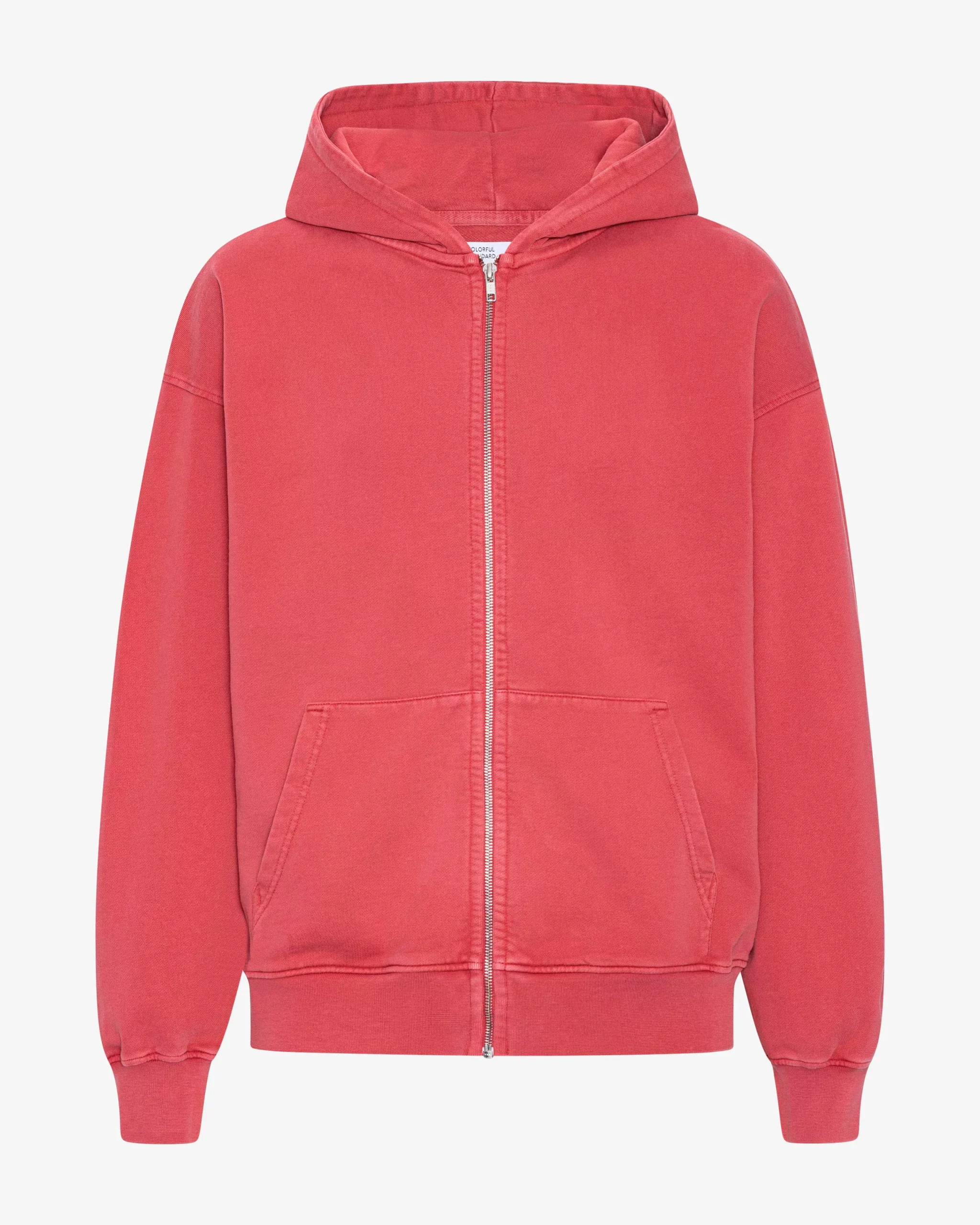 Organic Oversized Zip Hood - Faded Red