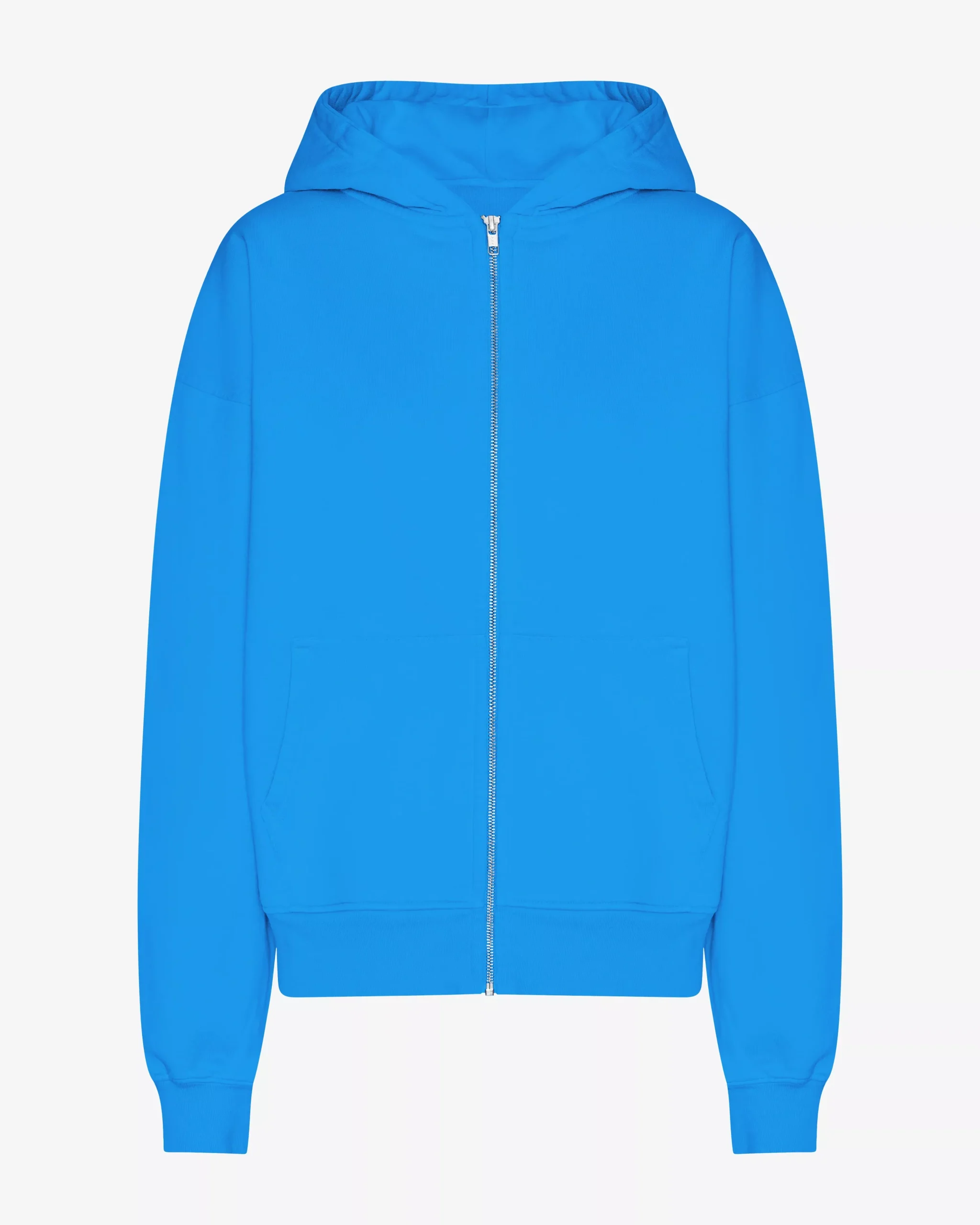 Organic Oversized Zip Hood - Pacific Blue