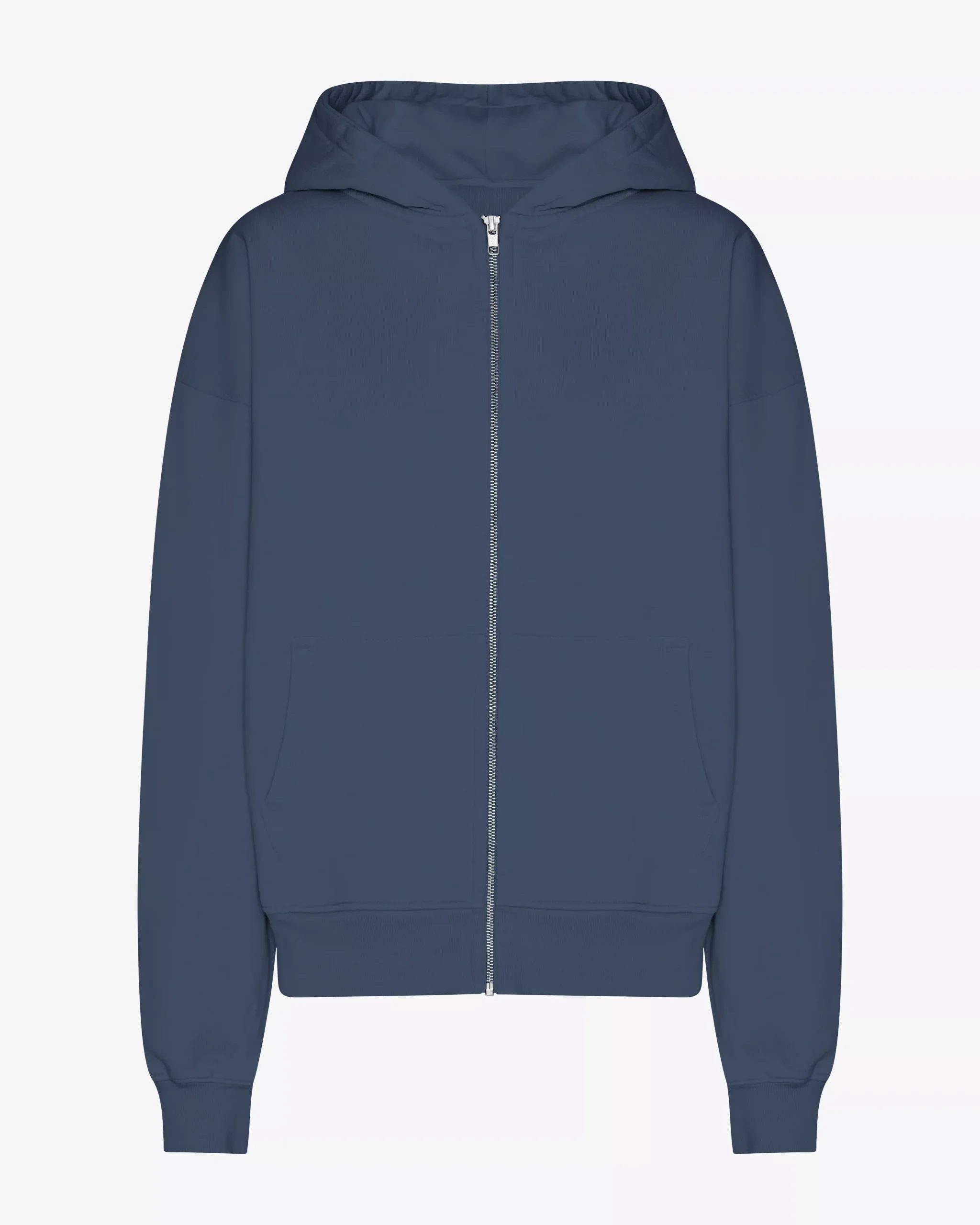 Organic Oversized Zip Hood - Petrol Blue