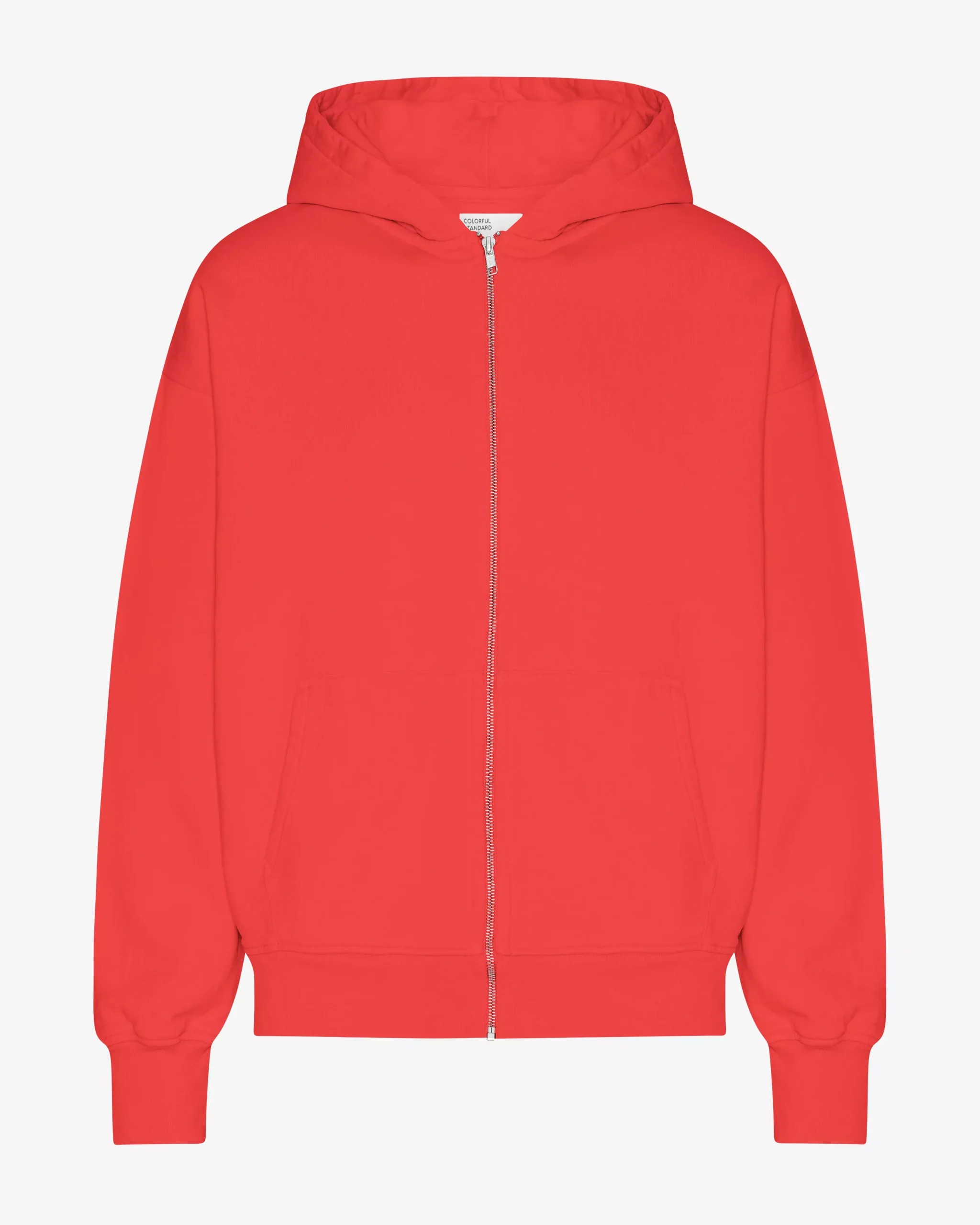 Organic Oversized Zip Hood - Red Tangerine