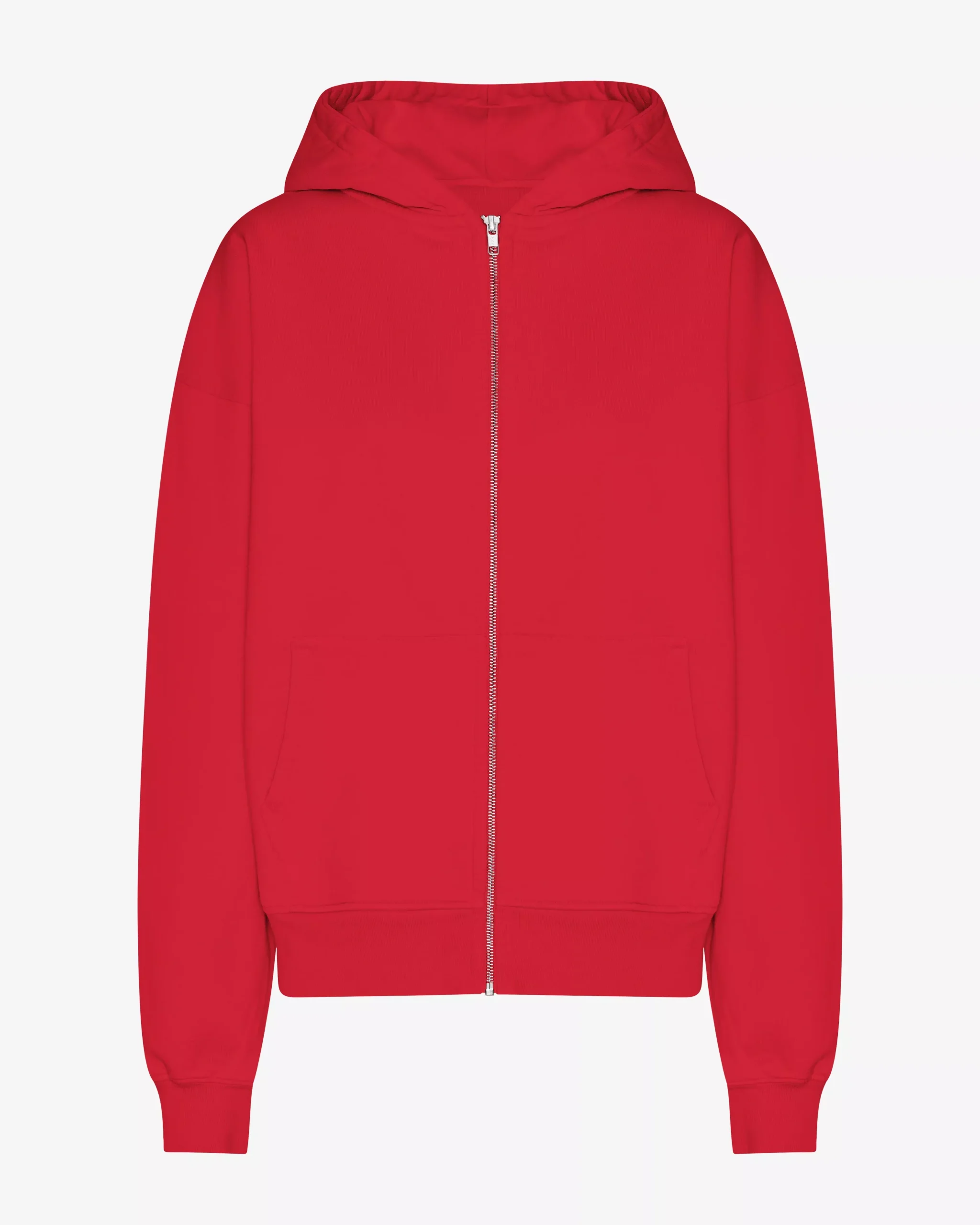 Organic Oversized Zip Hood - Scarlet Red