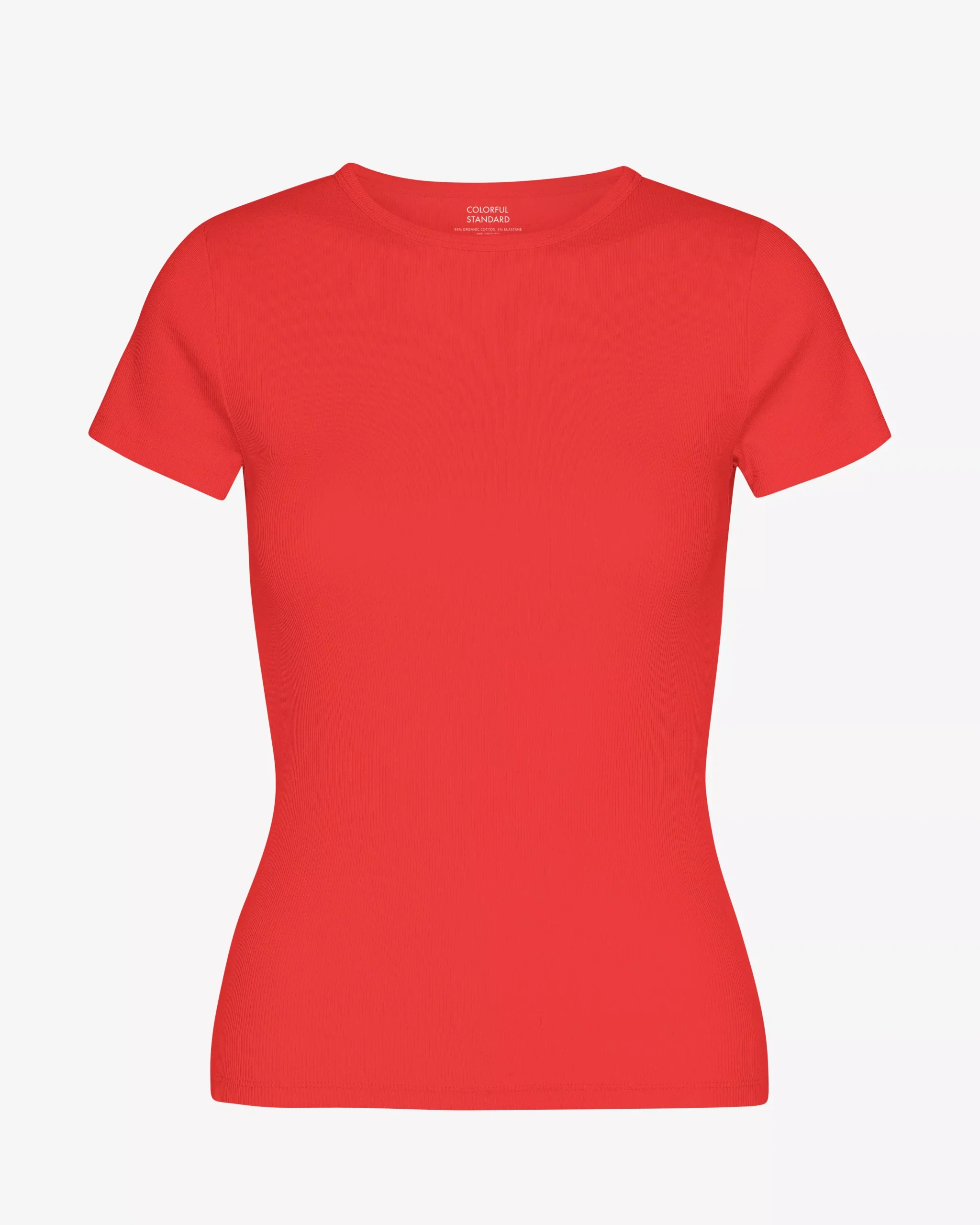 Organic Rib T-Shirt - Red Tangerine