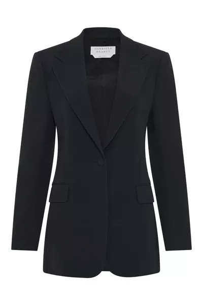 Orren Blazer in Black Silk Wool Cady