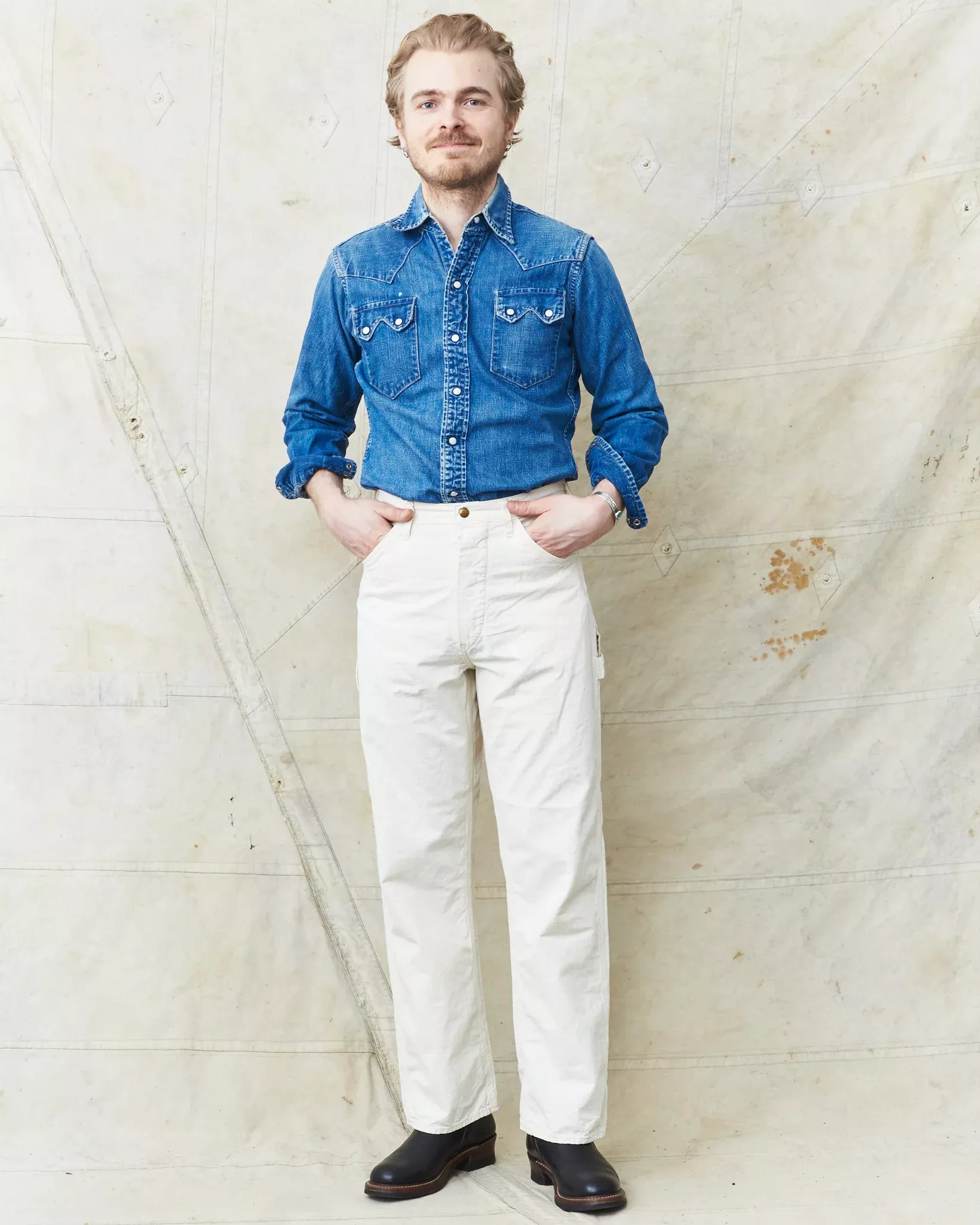 OrSlow 01-5120-66K Painter Pants Kinari Denim Ecru