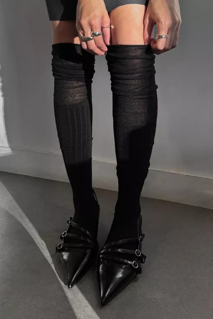 OVER THE KNEE MIXED PATTERN SOCKS