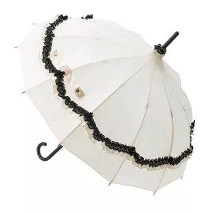 Pagoda Umbrella: Cream with Black Lace