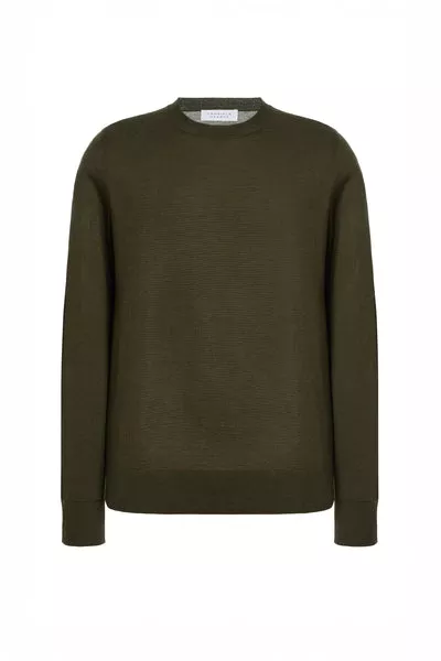 Palco Knit Sweater in Olive Merino Wool
