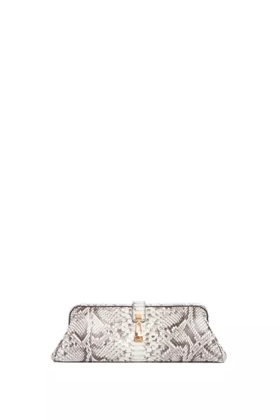 Paola Clutch in Black & Ivory Snakeskin