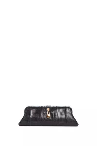 Paola Clutch in Black Snakeskin