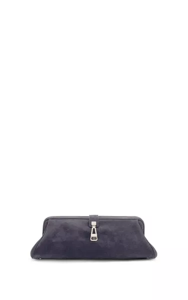 Paola Clutch in Dark Grey Suede