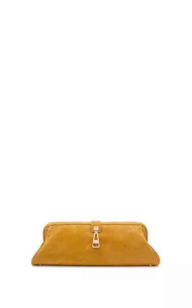 Paola Clutch in Golden Birch Suede