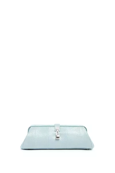 Paola Clutch in Light Blue Snakeskin