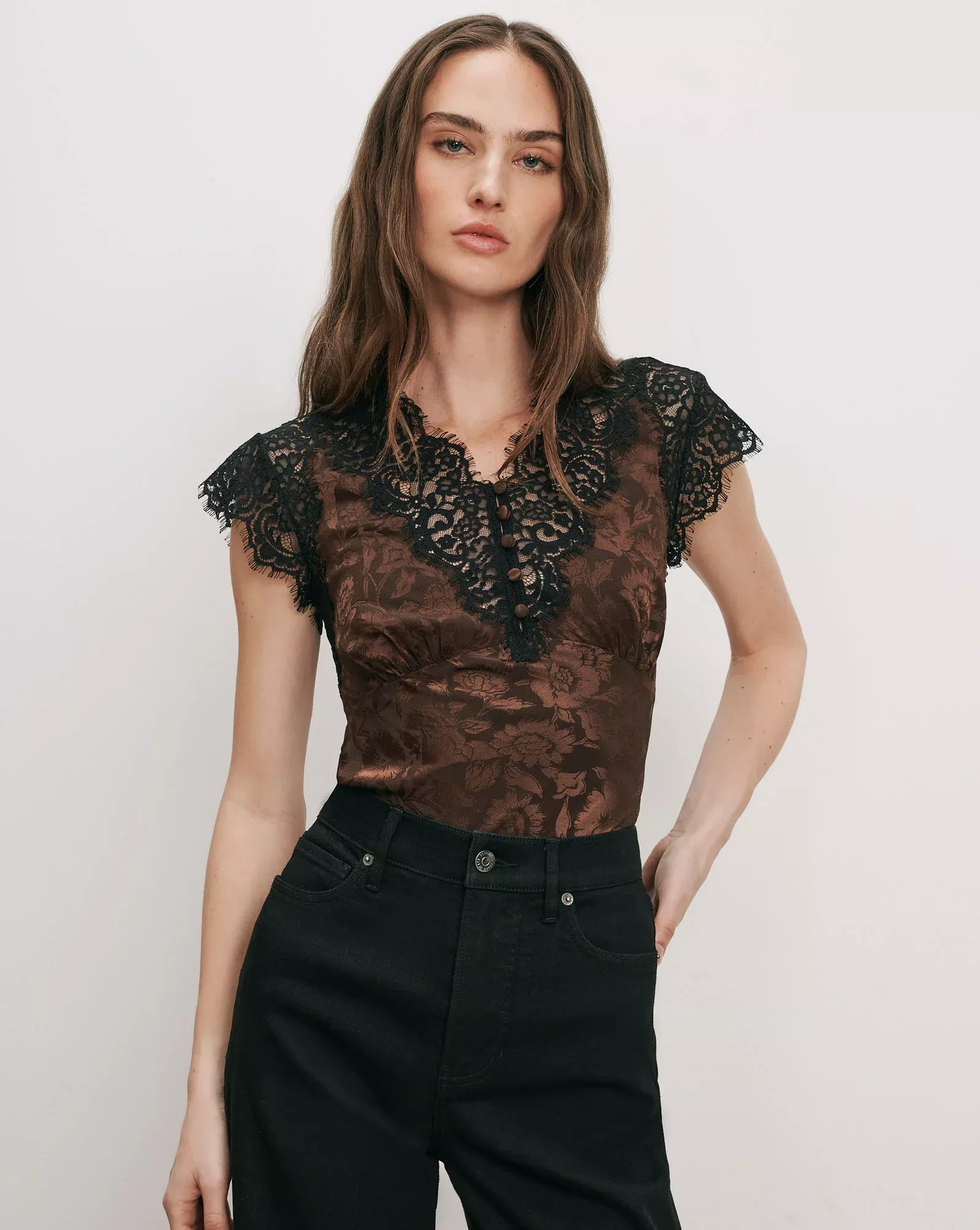 Pascaline Lace-Trimmed Top