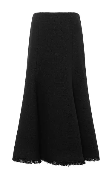 Patterson Midi Skirt in Black Virgin Wool Cashmere