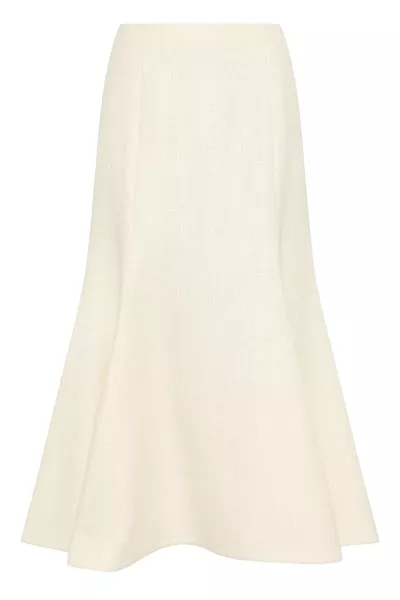 Patterson Skirt in Ivory Virgin Wool Silk Slub