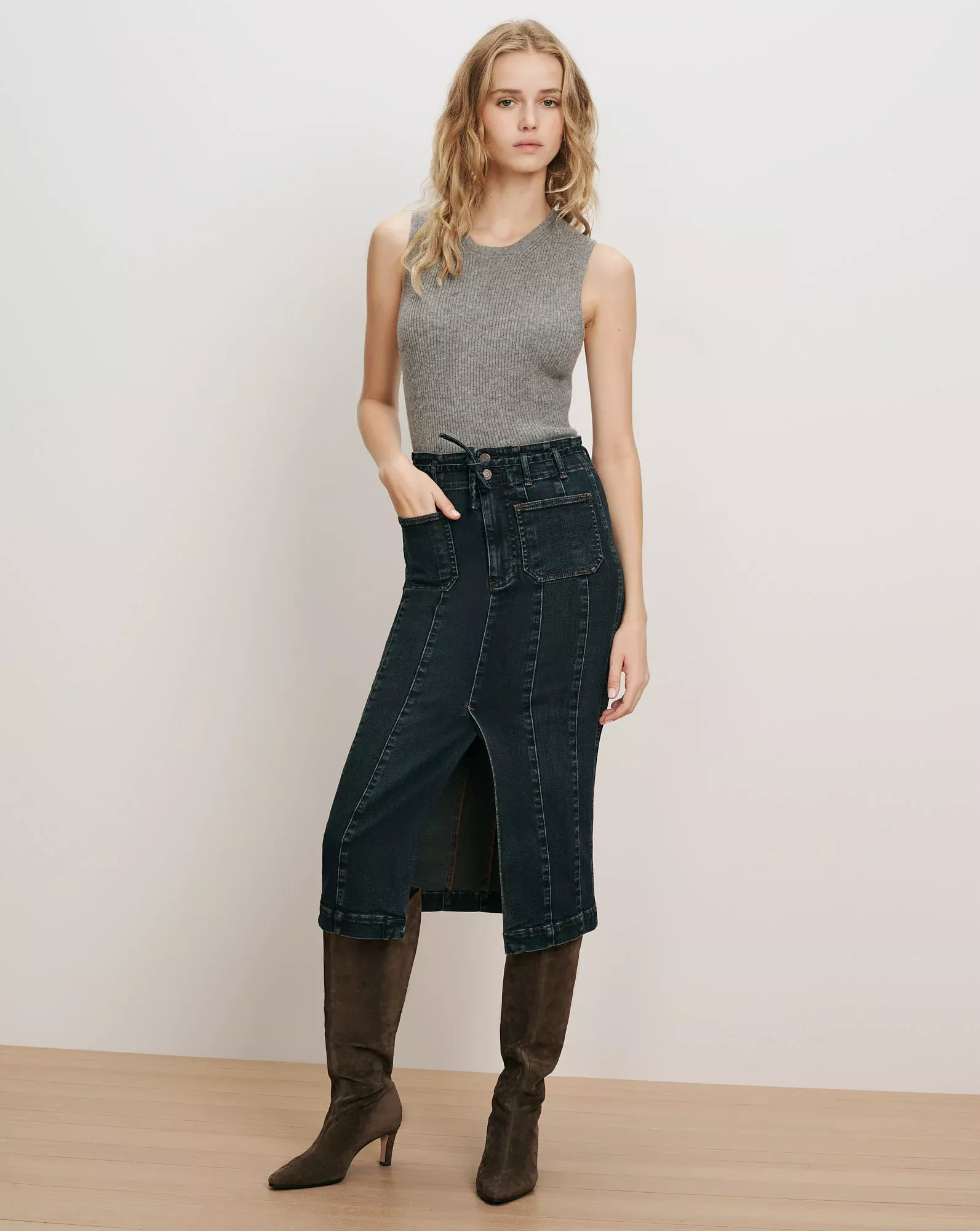 Pavana Denim Midi Skirt