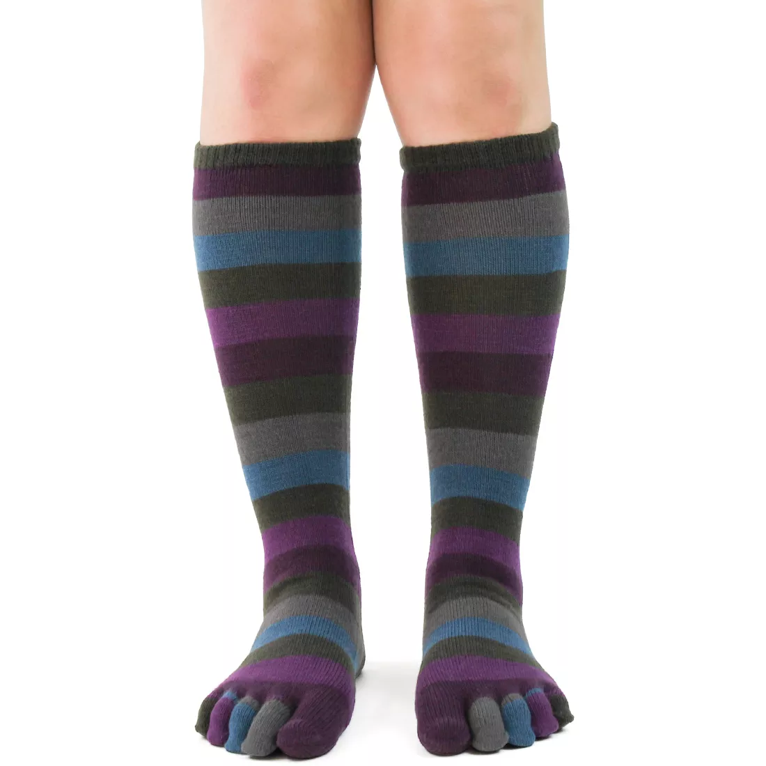 Peacock Stripe Toe Socks