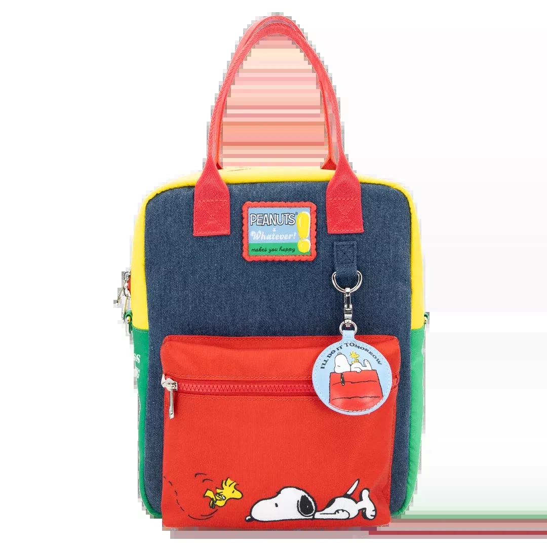 Peanuts 75th Anniversary Color Block Denim & Canvas Convertible Bag