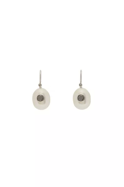 Pearl Earrings in Platinum & Black Diamonds