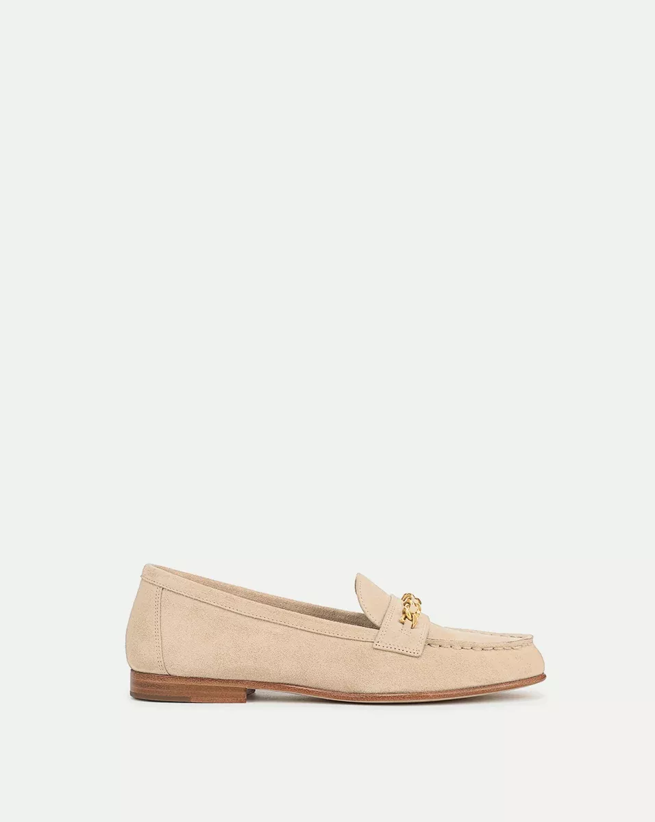 Penny Suede Chain-Link Loafer
