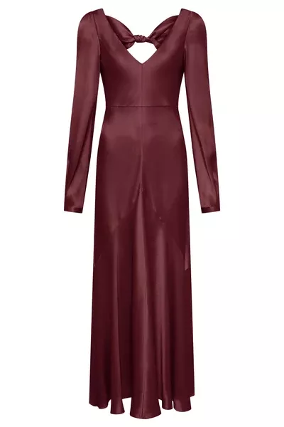 Peyton Maxi Dress In Bordeaux Silk Satin