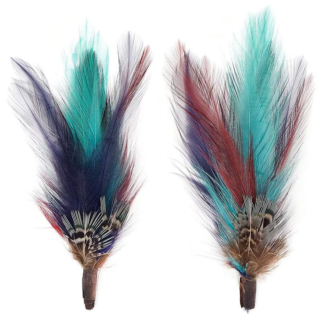 Pheasant Hackle Feather Hat Trims - Copper - Dark Aqua