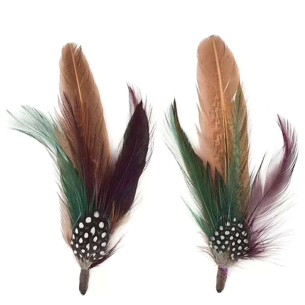 Pheasant-Hackle-Guinea Feather Hat Trims - Cinnamon-Fig