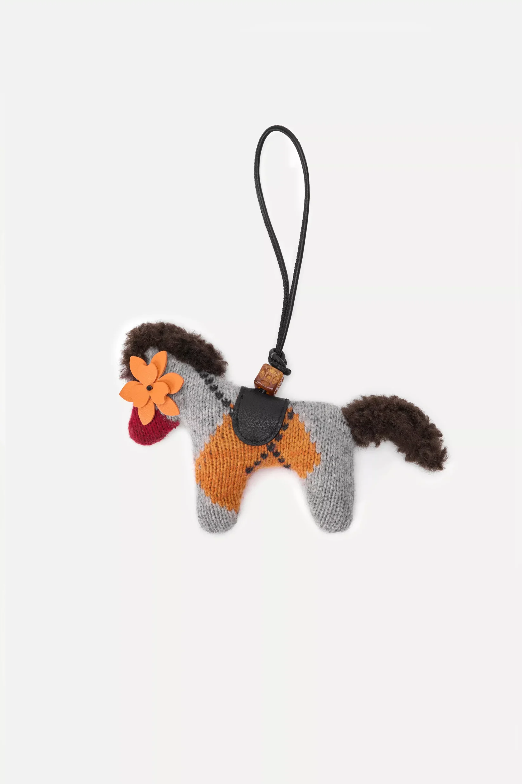 Phillipa Knit Gingham Flower Eye Pony Bag Charm