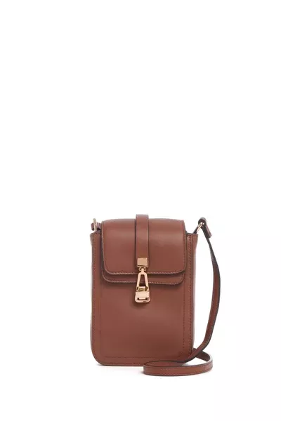 Phone Pouch in Cognac Nappa Leather