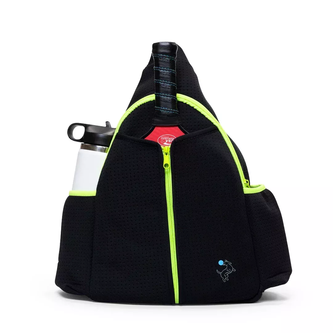 Pickleball Sling Bag - Black (Personalization Available)