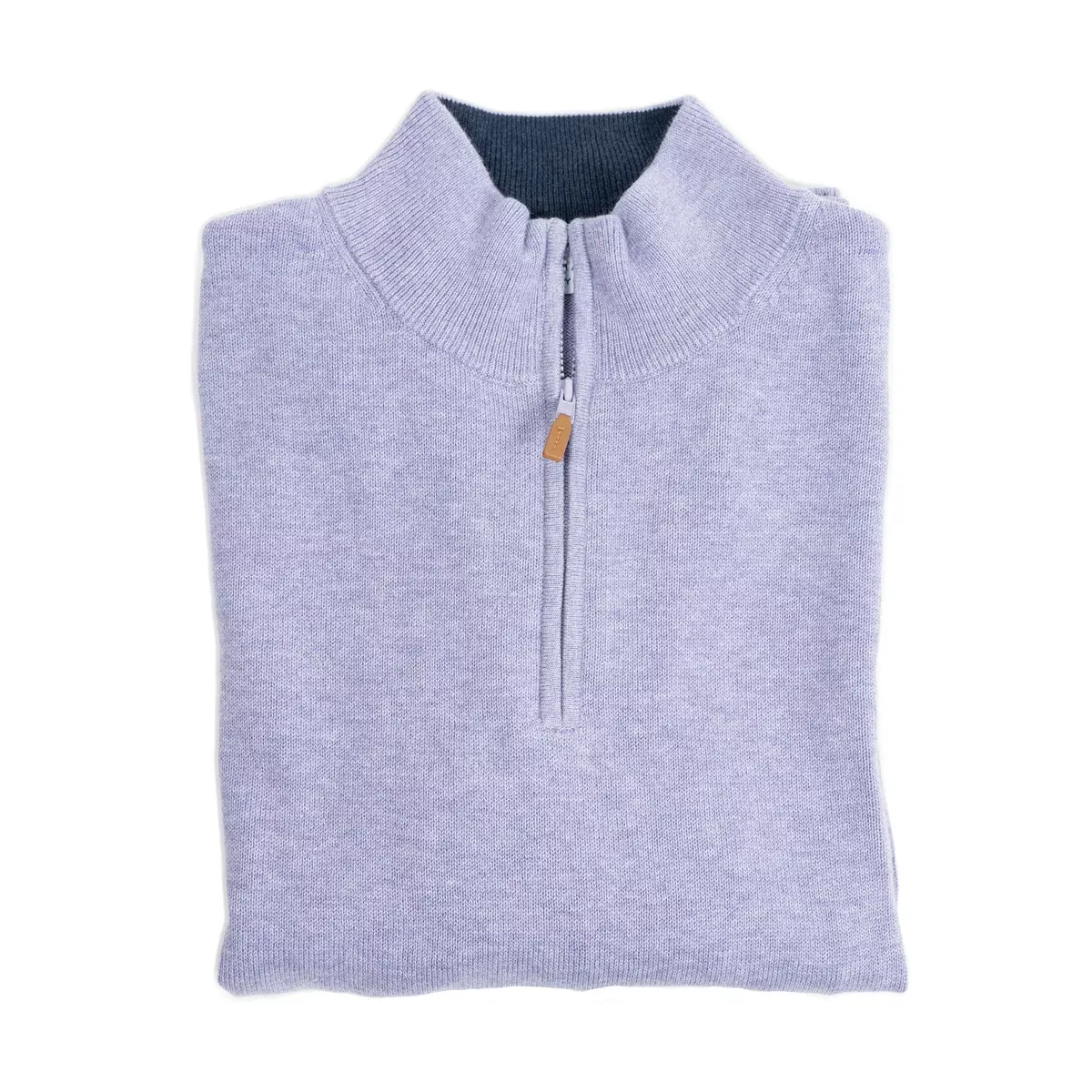 Pima Cotton Quarter Zip Sweaters - Lavender