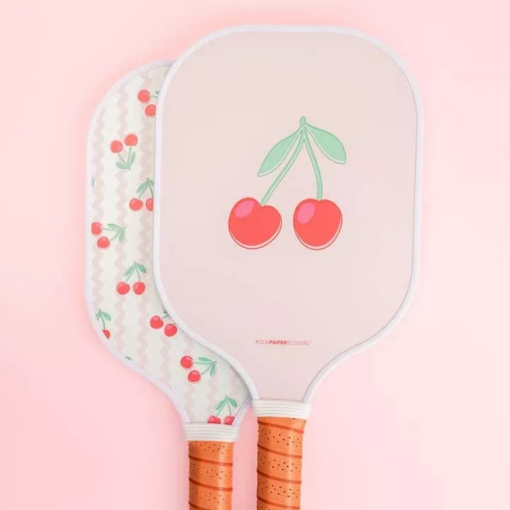 Pink Cherry Ric Rac Double-Sided Pickleball Paddle