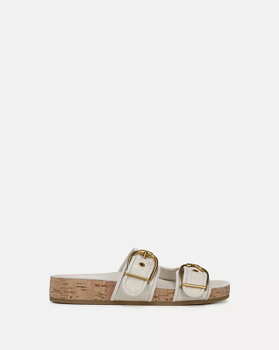 Prue Croc-Embossed Buckle Sandal