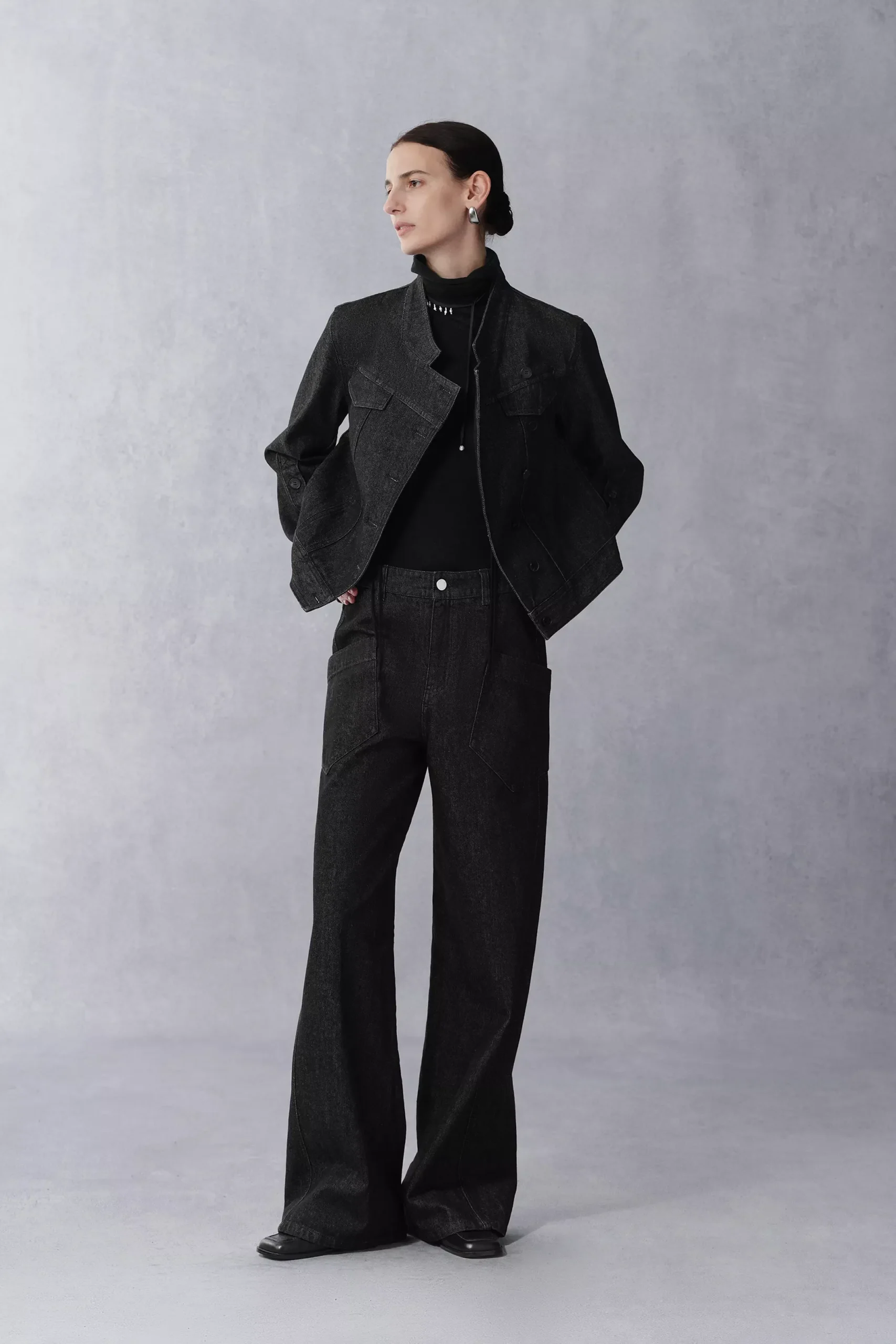 Psyche Short Jacket and Jeans Matching Set in Cotton Denim