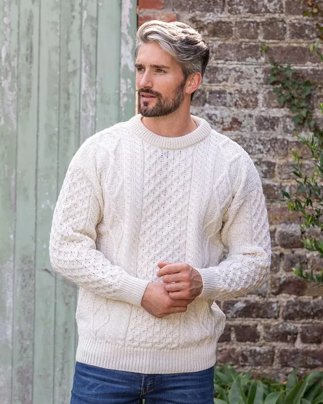 Pure Wool Aran Sweater Natural - Unisex