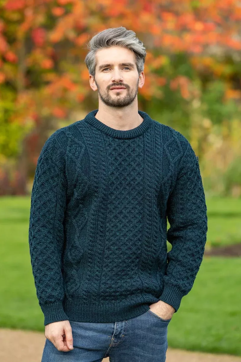 Pure Wool Aran Sweater Unisex Black Watch