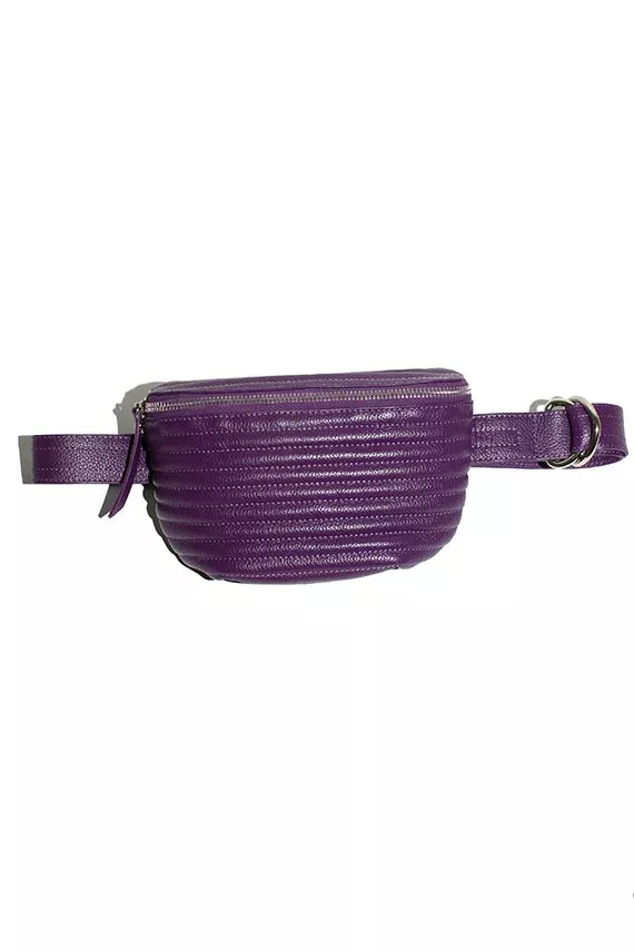 Purple Ribbed Belt Bag