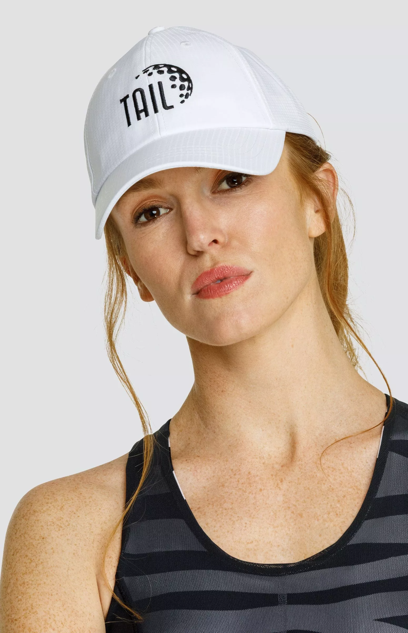 Queene Cap - Chalk White with Onyx Black Tail Golf Logo