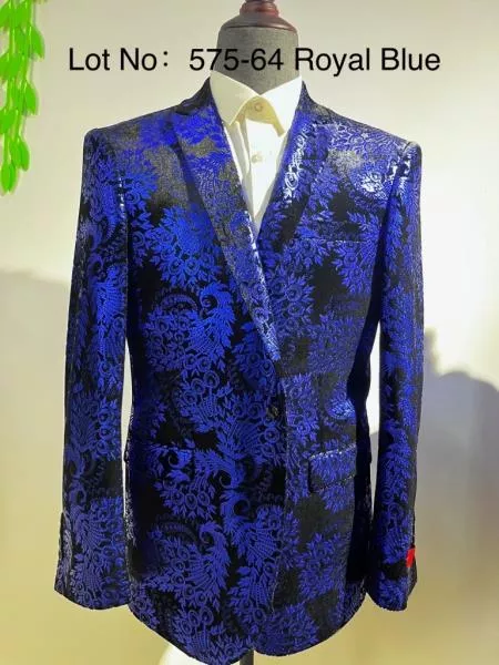 Retro Paris Suits Mens Suit Royal Blue