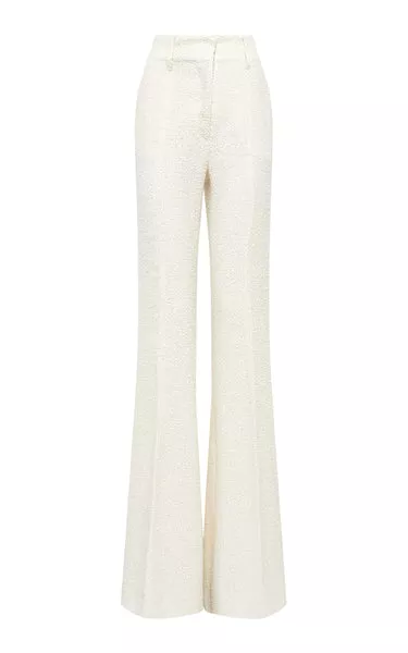 Rhein Flare Pant in Ivory Silk Boucle