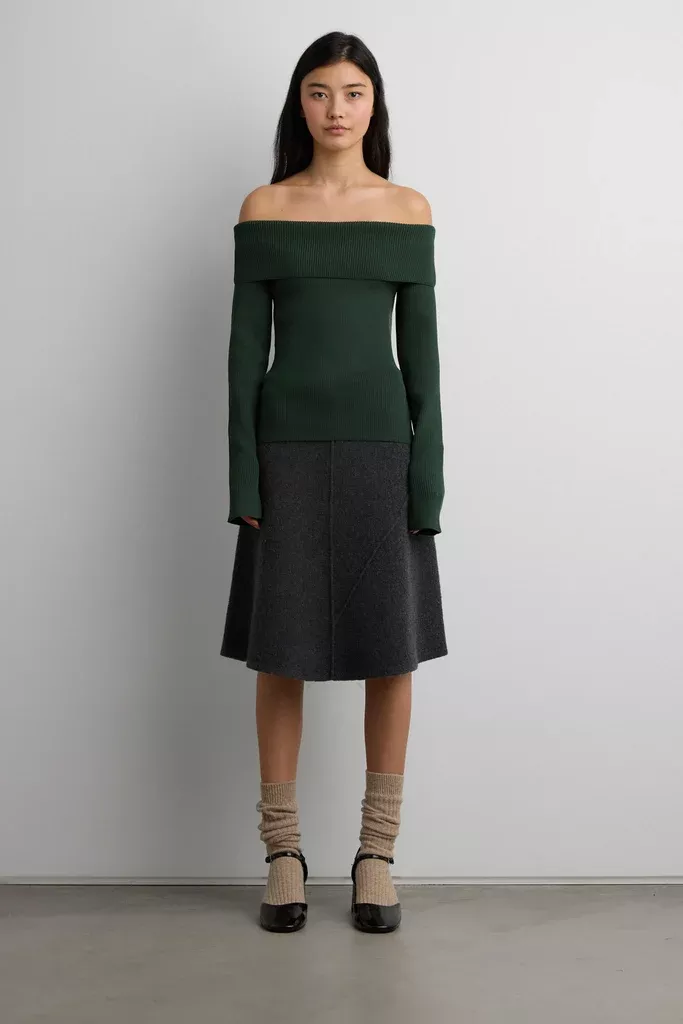 RIBBED OFF THE SHOULDER SWEATER