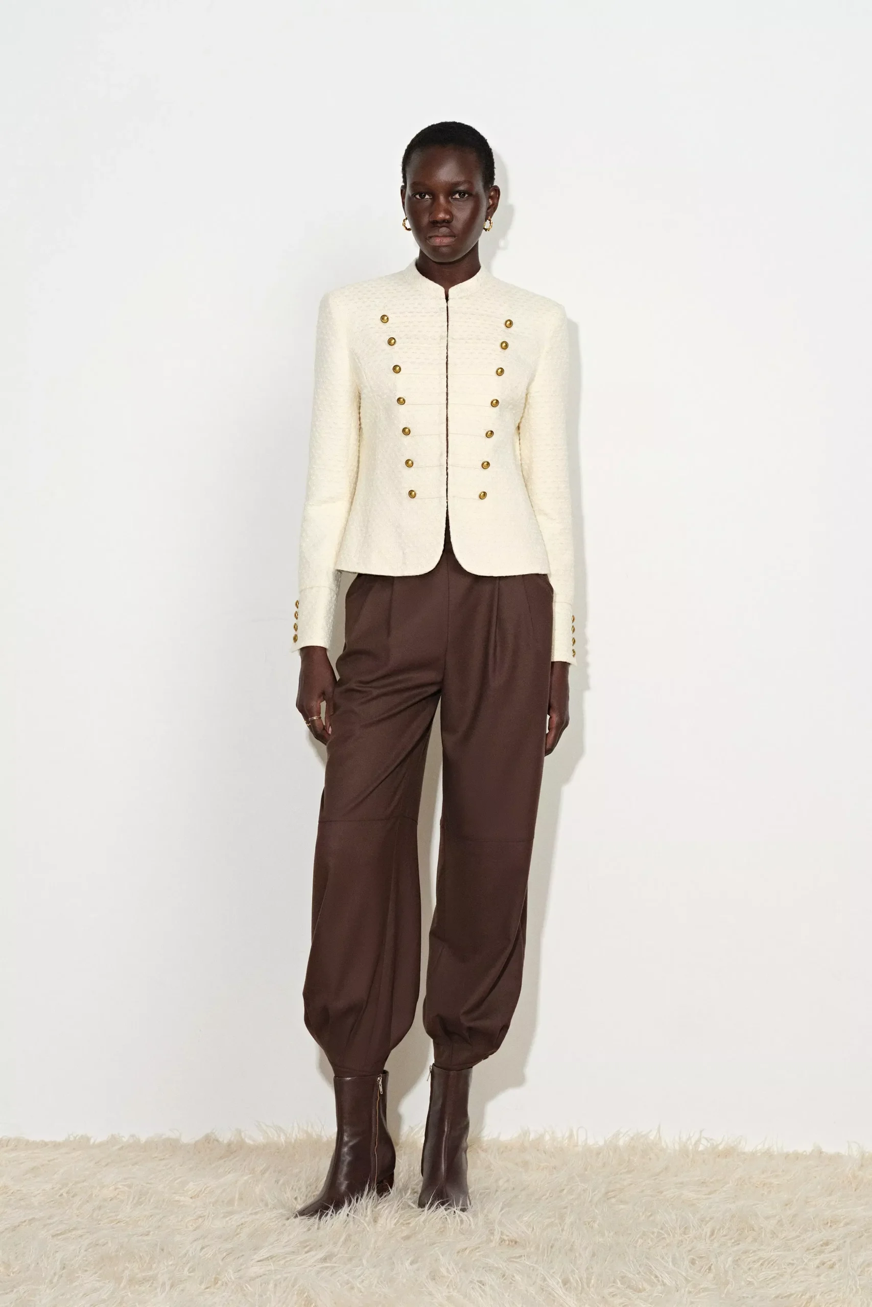 Riley Textured Napoleonic Jacket in Wool Tweed