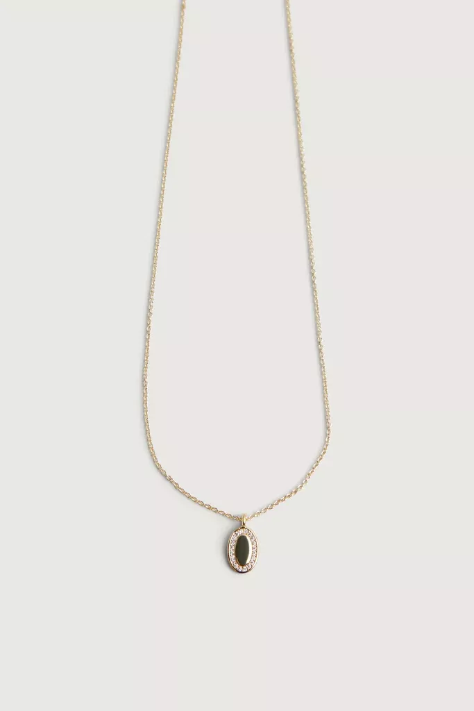 ROLO CHAIN NECKLACE WITH OVAL ZIRCONIA