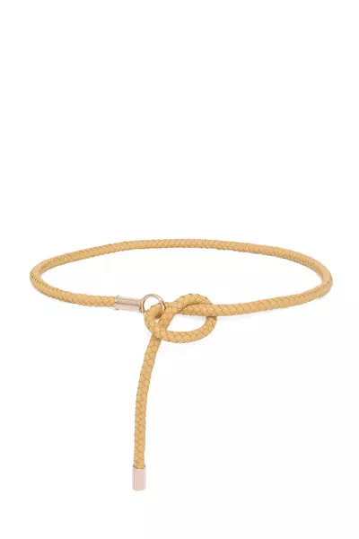 Rope Braided Belt in Beige Nappa Leather