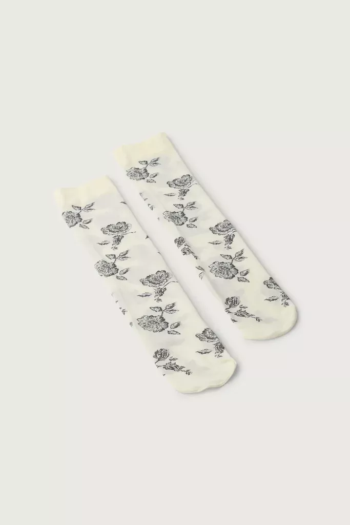 ROSE PATTERN KNEE HIGH SOCKS